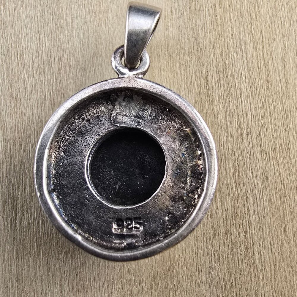 Vintage Style 925 Sterling Silver Pendant With Black Onyx & Marcasite Gemstones - Picture 3 of 6